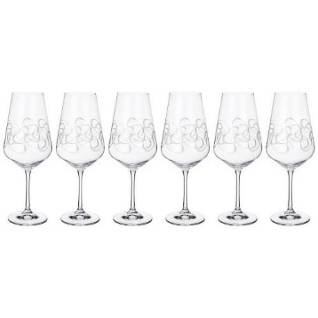 Набор бокалов для вина Bohemia Crystal, Sandra, 550 мл, 6 предметов, серый узор