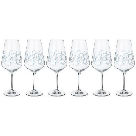 Набор бокалов для вина Bohemia Crystal, Sandra, 550 мл, 6 предметов, синий узор