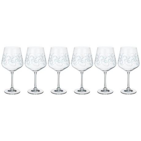 Набор бокалов для вина Bohemia Crystal, Sandra, 570 мл, 6 предметов, синий узор