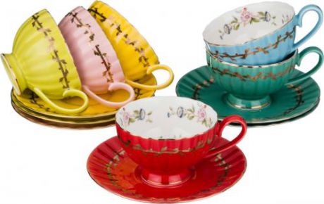 Чайный набор Lefard, 12 предметов, разноцветный, с узором