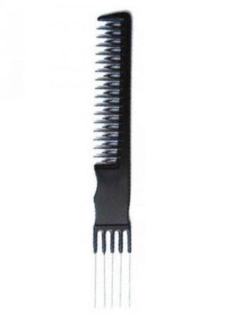 Расческа для начеса DEWAL professional, Эконом, 20,5 см, черный, с металлической вилкой