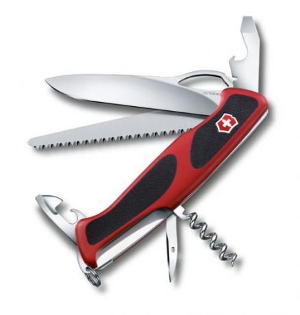 Перочинный нож VICTORINOX, RangerGrip, 13 см, 12 функций, красный/черный