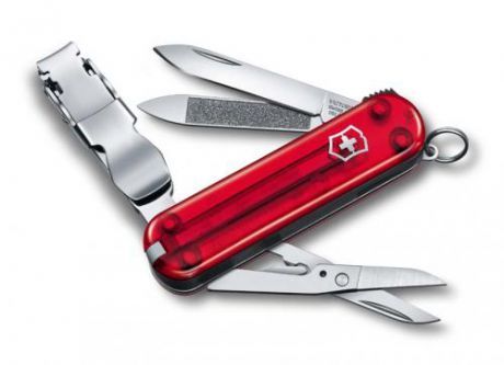 Нож-брелок VICTORINOX, NailClip, 5,8 см, 8 функций, красный, полупрозрачный корпус