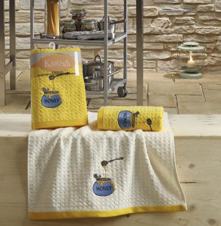 Набор кухонных полотенец KARNA, LEMON, желтый, 2 предмета, с рисунком