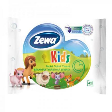 Влажная туалетная бумага Zewa, Kids, 42 шт