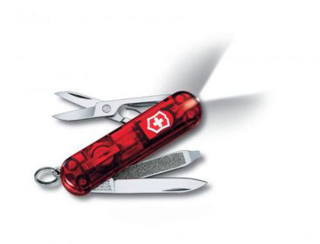 Нож-брелок VICTORINOX, Swiss Lite, 5,8 см, 7 функций, красный, полупрозрачный корпус