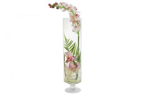 Декоративные цветы Орхидея св. розовая в стекл.вазе