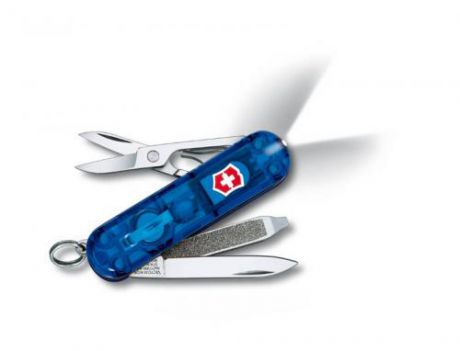 Нож-брелок VICTORINOX, Swiss Lite, 5,8 см, 7 функций, синий, полупрозрачный корпус