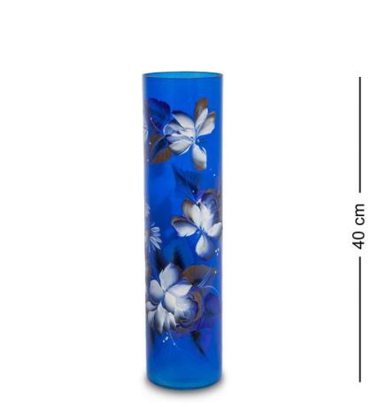 Ваза для цветов Art East, Жостово, 40*10 см, цилиндр, синий