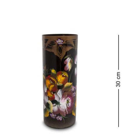 Ваза для цветов Art East, Жостово, 30*12 см, цилиндр, черный