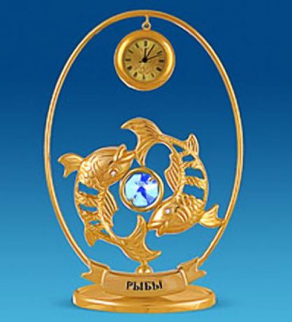 Фигурка с часами crystal temptations, Знак Зодиака, Рыбы, Юнион, 13 см
