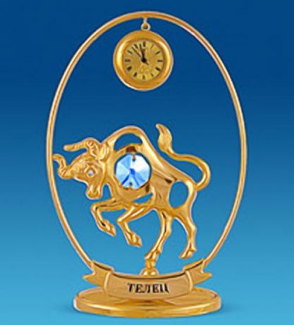 Фигурка с часами crystal temptations, Знак Зодиака, Телец, Юнион, 13 см