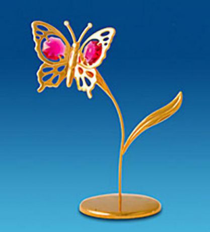 Фигурка crystal temptations, Бабочка на лепестке, Юнион, 13 см, розовый
