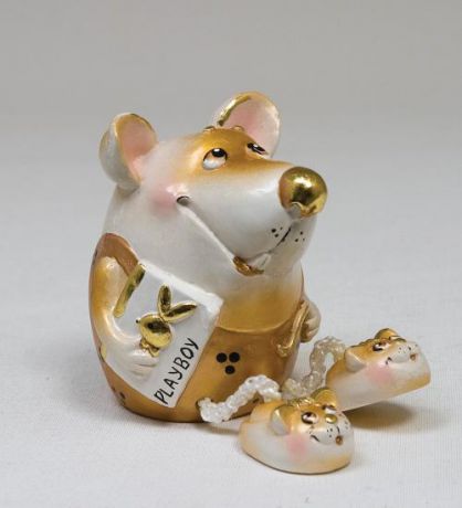 Фигурка декоративная Art East, Крыса Playboy, 9 см, золото