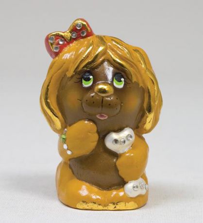 Фигурка декоративная Art East, Собака с бантом, 8 см, коричневый