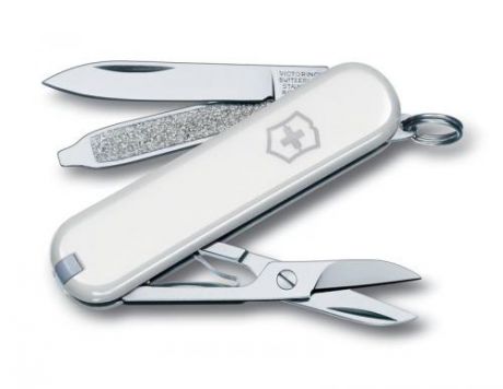 Нож-брелок VICTORINOX, Classic, SD, 5,8 см, 7 функций, белый