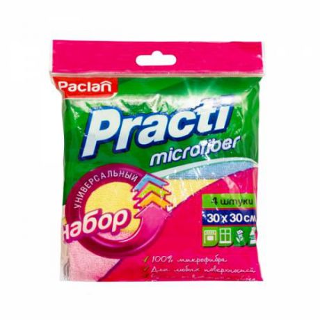 Салфетка для уборки Paclan, Practi, Microfiber, 4 шт