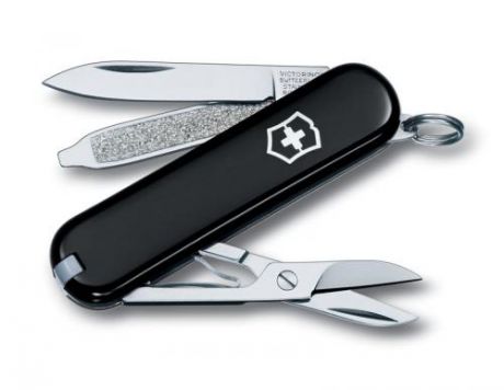 Нож-брелок VICTORINOX, Classic, SD, 5,8 см, 7 функций, черный