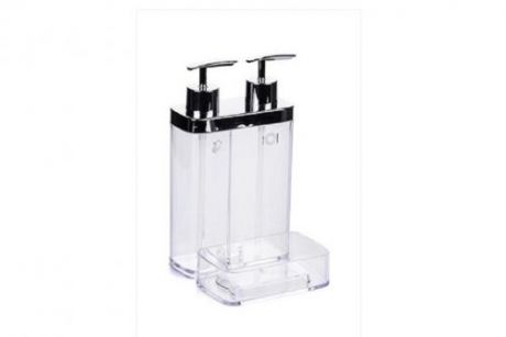 Дозатор для жидкого мыла PRIMANOVA, VIVA, 12,5*13,5*22 см, прозрачный, с секцией для губки