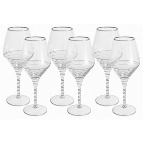 Набор бокалов для вина SAME decorazione, Спираль, 6 предметов, серебро