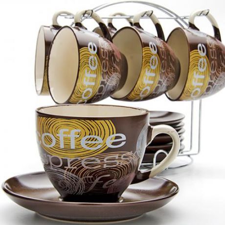 Чайный набор LORAINE, 13 предметов, коричневый, кофе