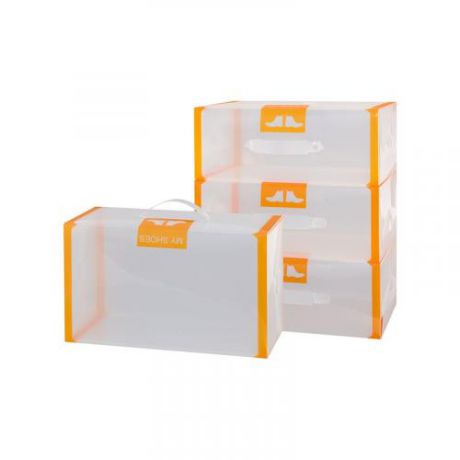 Набор коробок для обуви EL casa, Оранжевая кайма, 4 предмета