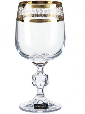 Набор бокалов для вина CRYSTALITE BOHEMIA, CLAUDIA, 190 мл, 6 предметов, золотая кайма