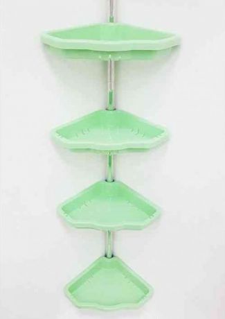 Полка для ванной PRIMANOVA, 135-260 см, 4 яруса, угловая, зеленый