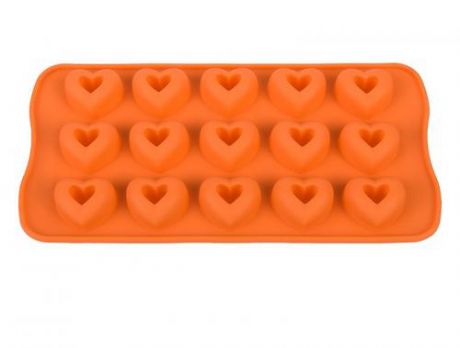 Форма для льда Elan gallery, Сердечки, 21*10,5*2 см, оранжевый