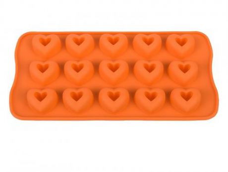 Форма для льда Elan gallery, Сердечки, 21*10,5*2 см, оранжевый, с выемкой