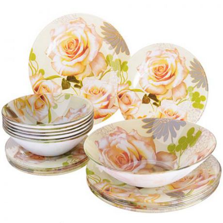 Набор столовой посуды LORAINE, 19 предметов, розы