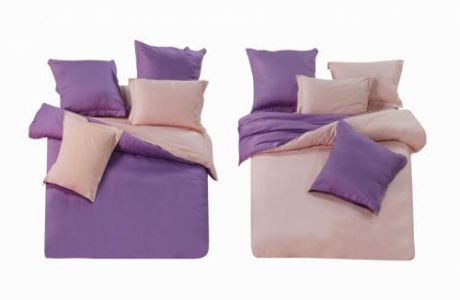 Комплект постельного белья двуспальный СайлиД, L, фиолетовый/розовый