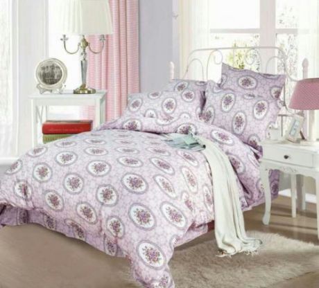 Комплект постельного белья семейный СайлиД, A, фиолетовый, с рисунком