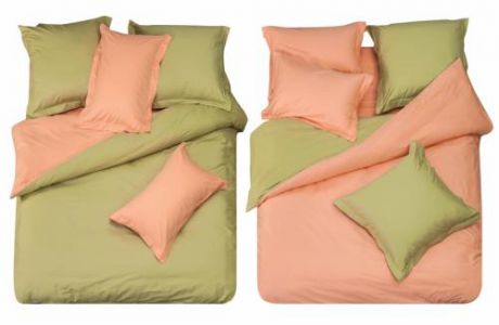Комплект постельного белья двуспальный-евро СайлиД, L, хаки/оранжевый