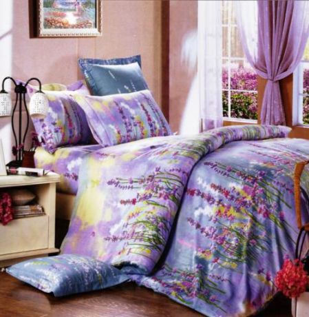 Комплект постельного белья полутороспальный СайлиД, B, фиолетовый, с узором