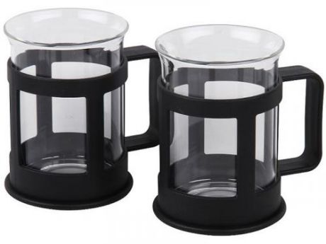 Набор стаканов с подстаканниками ROSENBERG, 4 предмета, черный