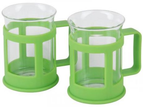 Набор стаканов с подстаканниками ROSENBERG, 4 предмета, зеленый