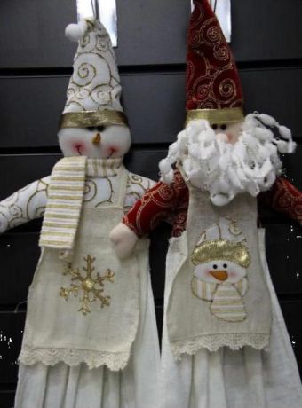 Полотенце для рук и лица LT, Снеговик в фартуке, с держателем
