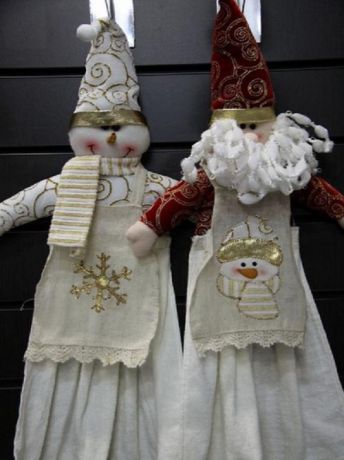 Полотенце LT, Дед Мороз в фартуке, 76*34 см, с полотенцедержателем