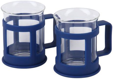 Набор стаканов с подстаканниками ROSENBERG, 4 предмета, синий