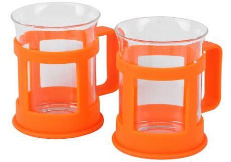 Набор стаканов с подстаканниками ROSENBERG, 4 предмета, оранжевый
