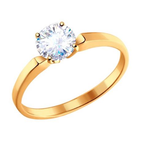 Узкое помолвочное кольцо из золота с фианитом