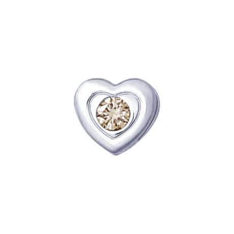 Серебряная подвеска «Сердце» с коньячным бриллиантом