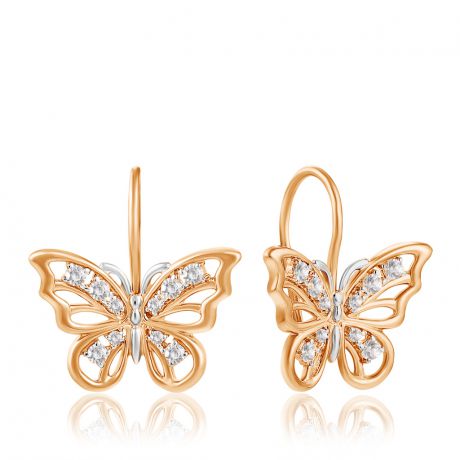Золотые серьги Бабочки с фианитами E01-Z-59710-Z