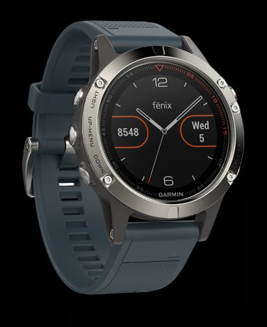 Garmin Fenix 5 серебристые с синим ремешком