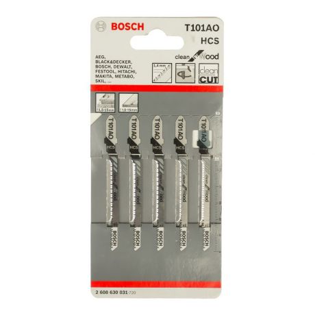 Пилки для лобзика BOSCH T 101 AO, HSS 5 шт. 2.608.630.031