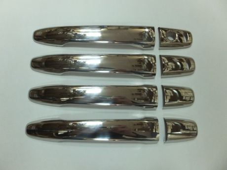 Накладки на дверные ручки, нерж., 4 двери (с отверстием под сенсор) Omsa Line 4912041 для Mitsubishi Lancer 2007 -