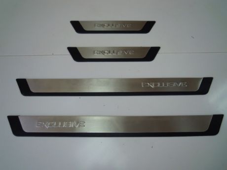 Накладки на дверные пороги, нерж, 4 части (Flexill - надпись Exclusive) Omsa Line 97UN091EP для Mitsubishi Lancer 2007 -