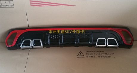 Накладка на задний бампер (двойной выхлоп с красной или белой вставкой) для Mitsubishi Outlander 3 (2011 - 2014)
