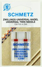 Иглы стандартные двойные 130705H ZWI № 802.5, 2 шт. Schmetz